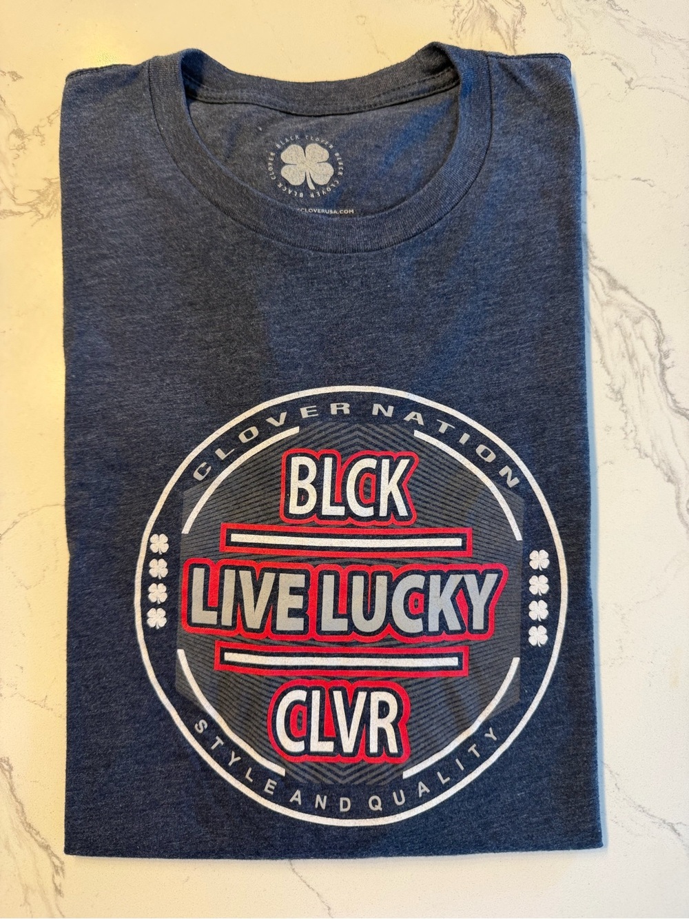 LOT OF 2 NWOT Black Clover Men's XL Shirts Blue Red Live Lucky Tees